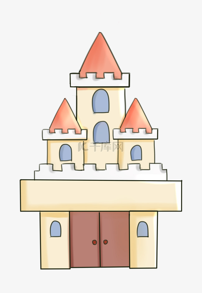 橙色的城堡装饰插画