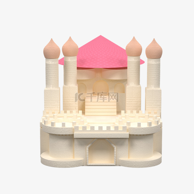 一座粉色的卡通城堡