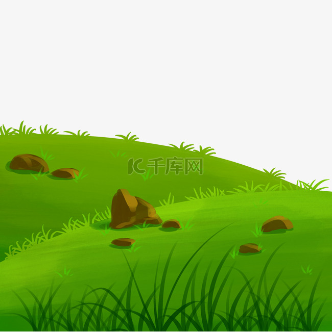 草地绿色小草春天石头