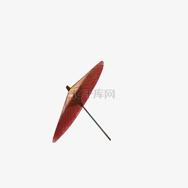 红色水墨古风雨伞