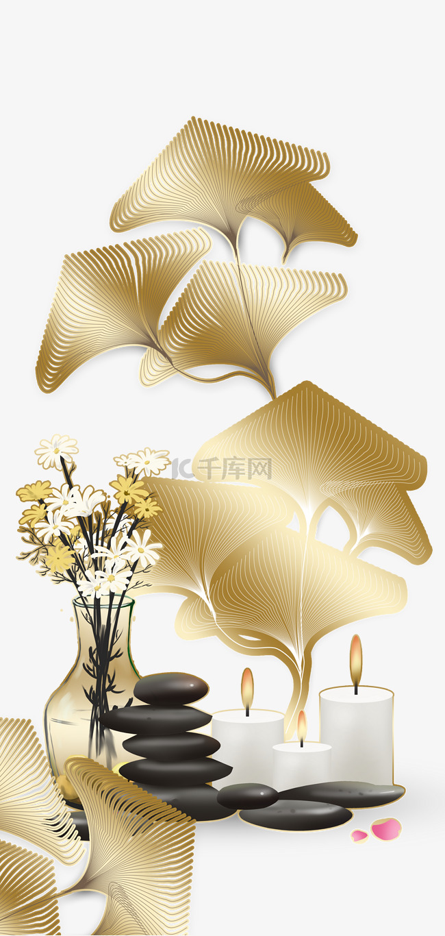 新中式花瓶金色简约