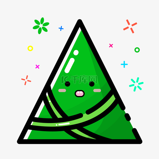 矢量MBE风格绿色三角形粽子