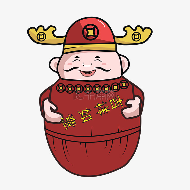 中国吉祥物财神爷人物卡通