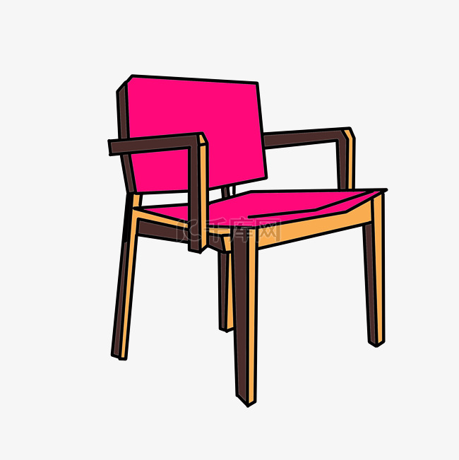 红色木质椅子插画