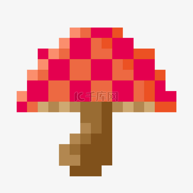 红色卡通像素蘑菇