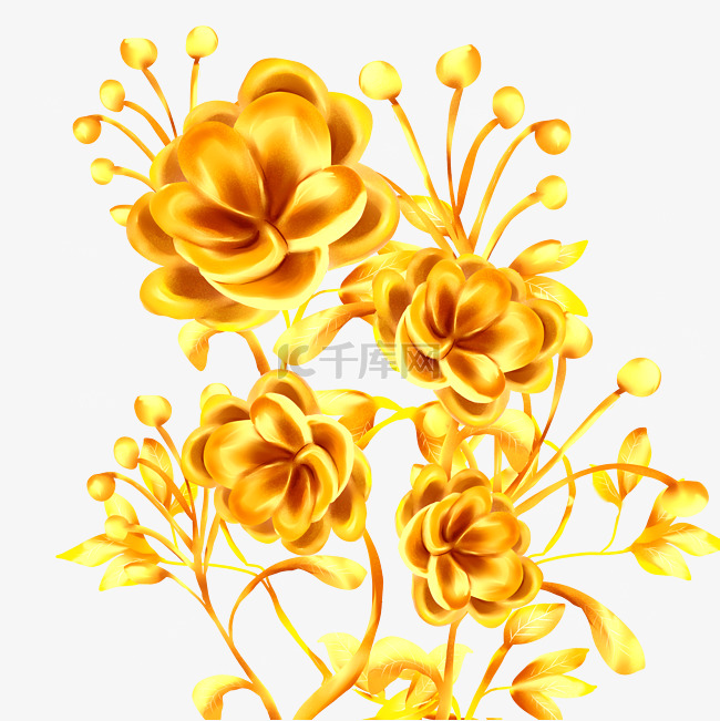 金色金属花束花朵