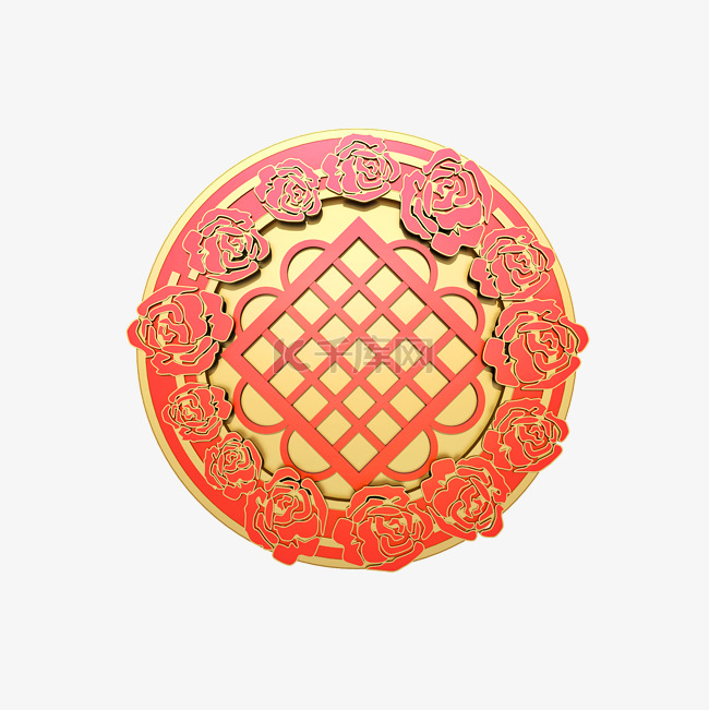 立体红金中国结装饰