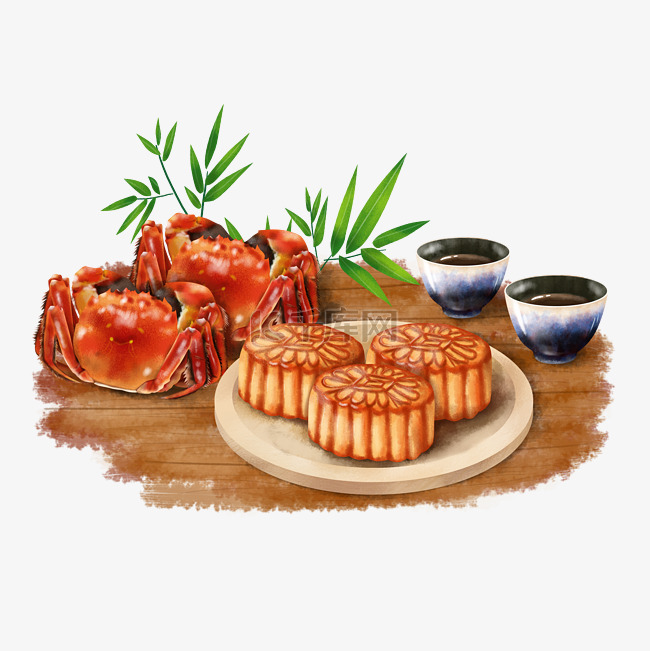 中秋节日美食插画装饰