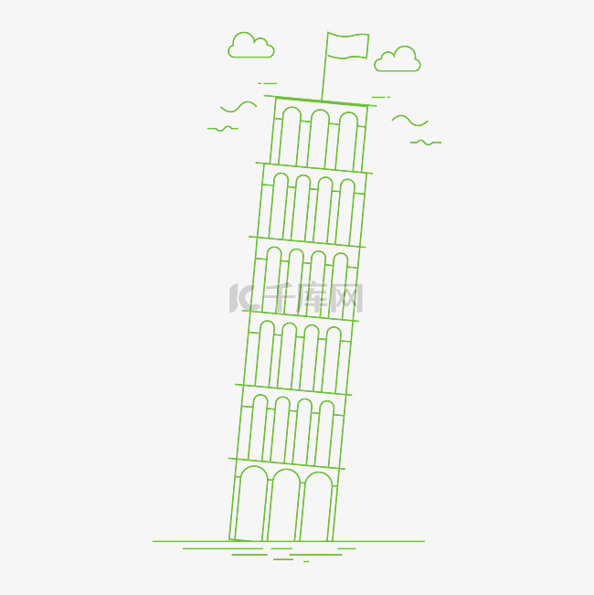 绿色线条建筑