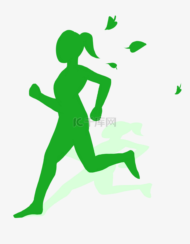 绿色奔跑女孩