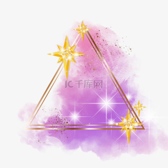 圣诞节星星紫色水墨边框