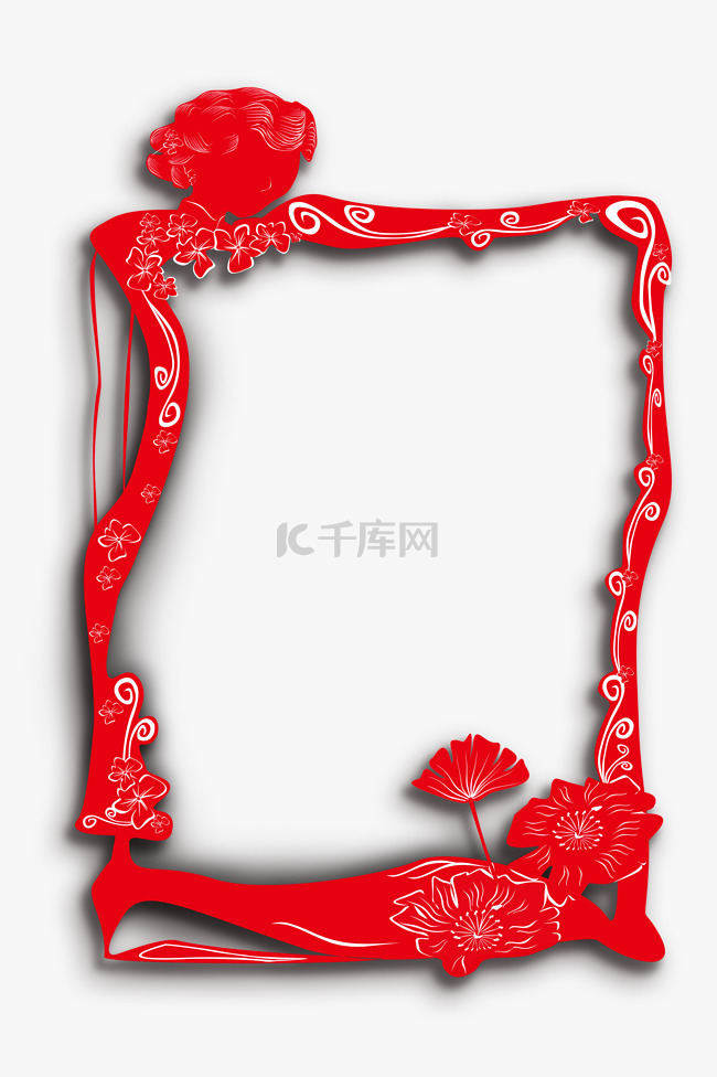 中国旗袍剪纸边框