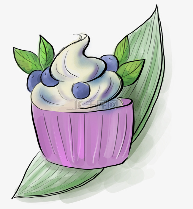 夏季蓝莓水果冰淇淋