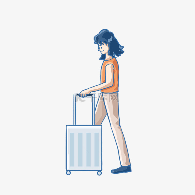 旅游人物提行李箱