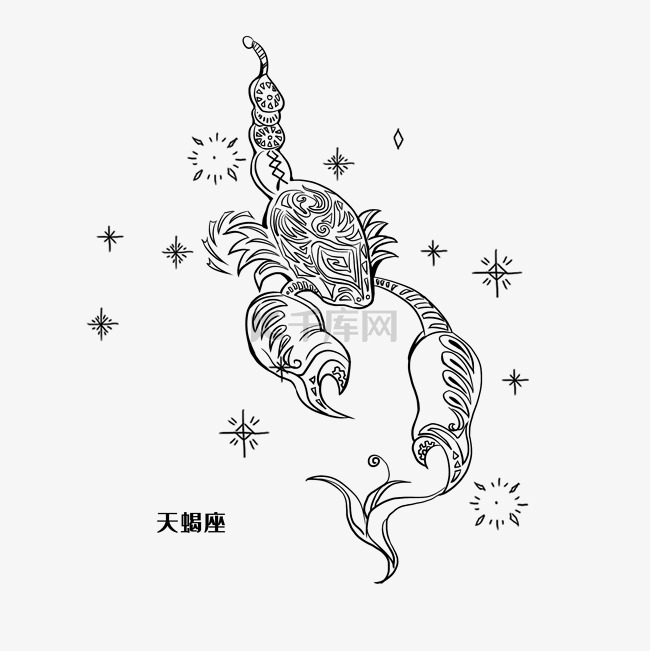 线描12星座天蝎座素材