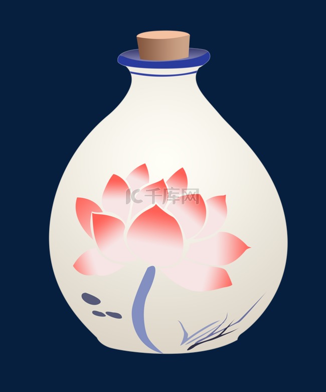 中国风花朵酒壶