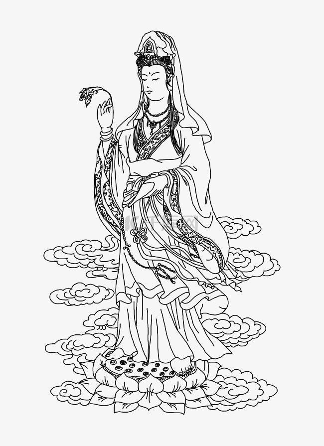 佛教观音菩萨手绘