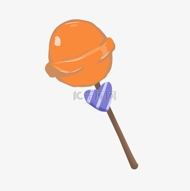 一个橙子棒棒糖插图