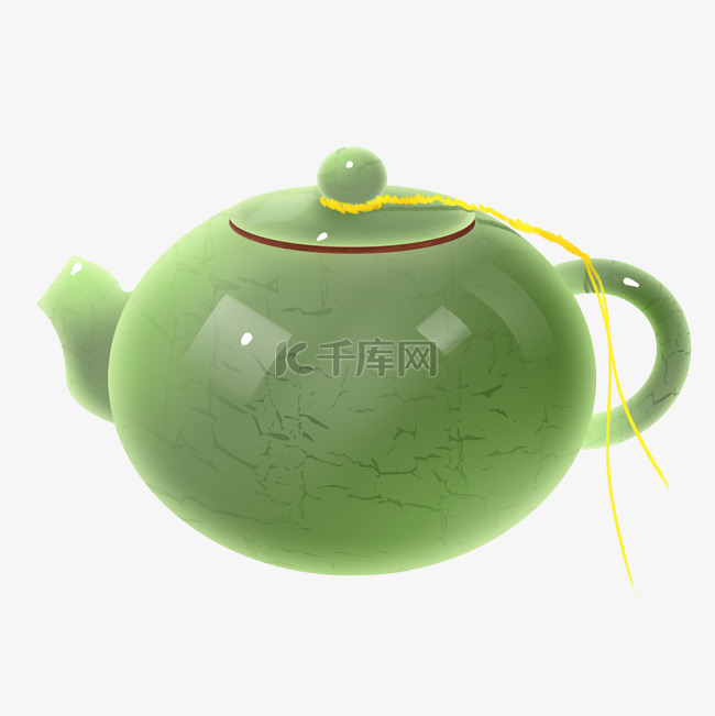 漂亮的绿色茶壶插画