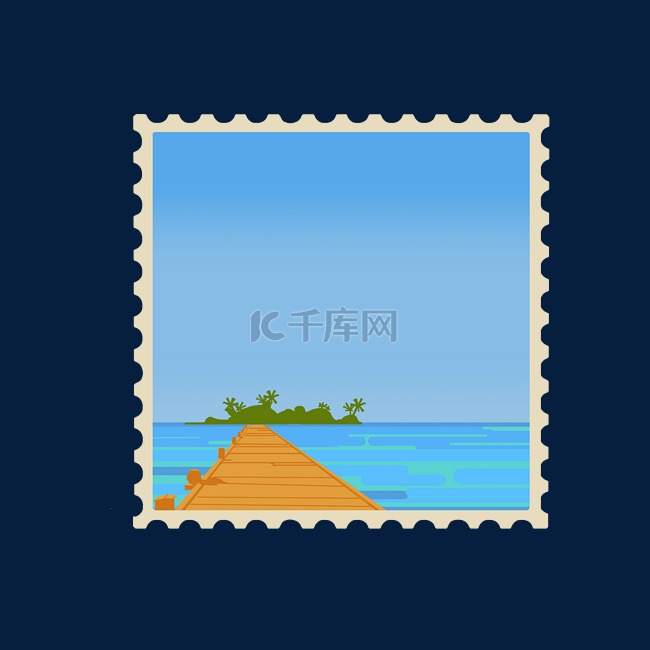 蓝色风景邮票