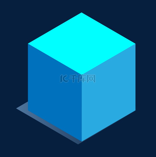 蓝色创意立体盒子元素
