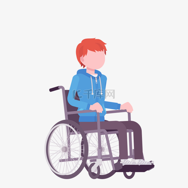 卡通坐轮椅的病人免抠图