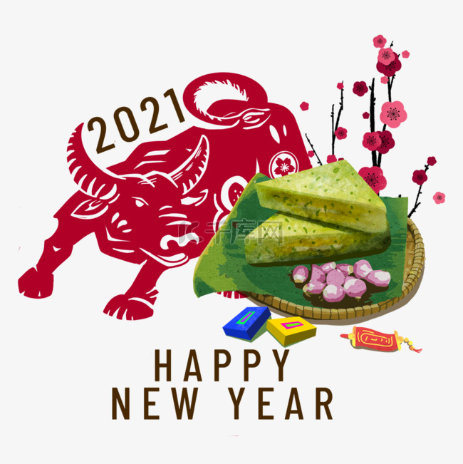 越南新年红色牛年