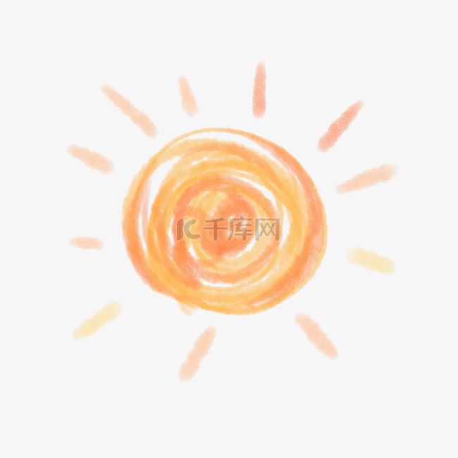 蜡笔风格幼儿装饰太阳