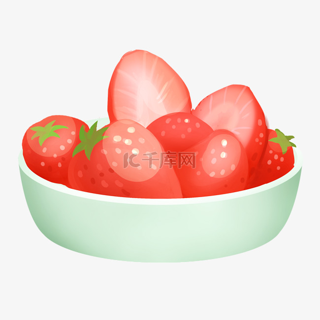 一盘新鲜草莓插画
