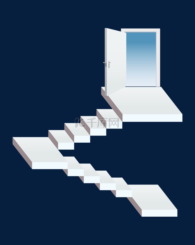 白色的楼梯装饰插画