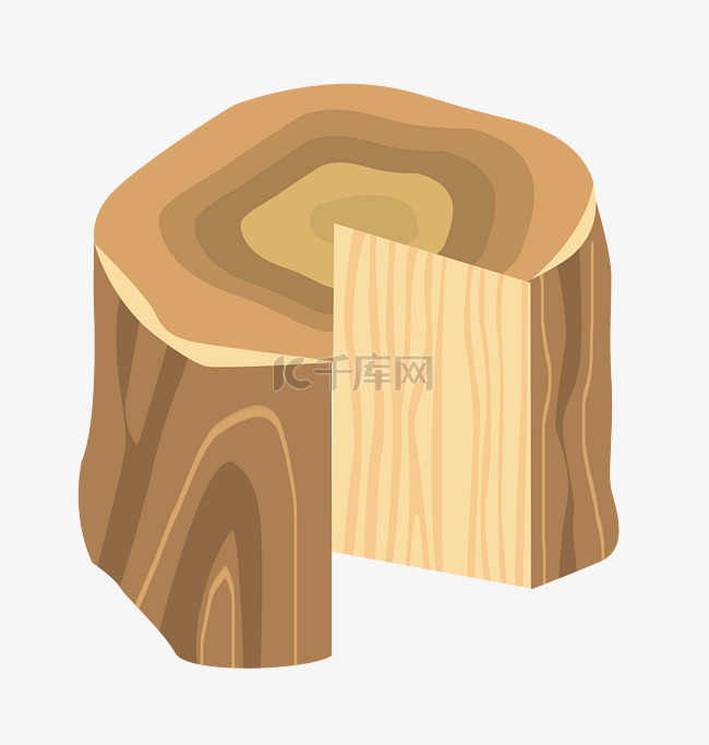 木质圆木树桩