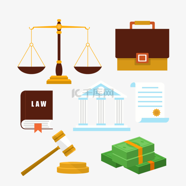 手绘宪法法律law元素