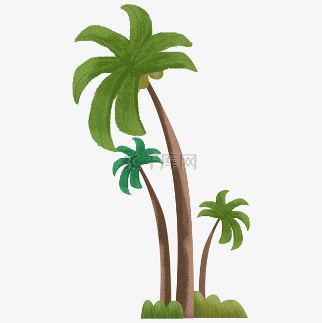 夏季椰子树涂鸦风格
