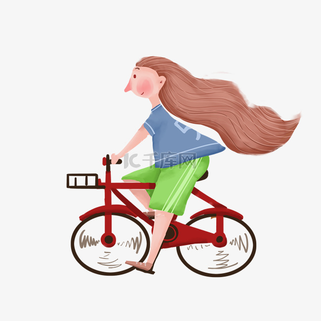 小女孩骑单车免抠图
