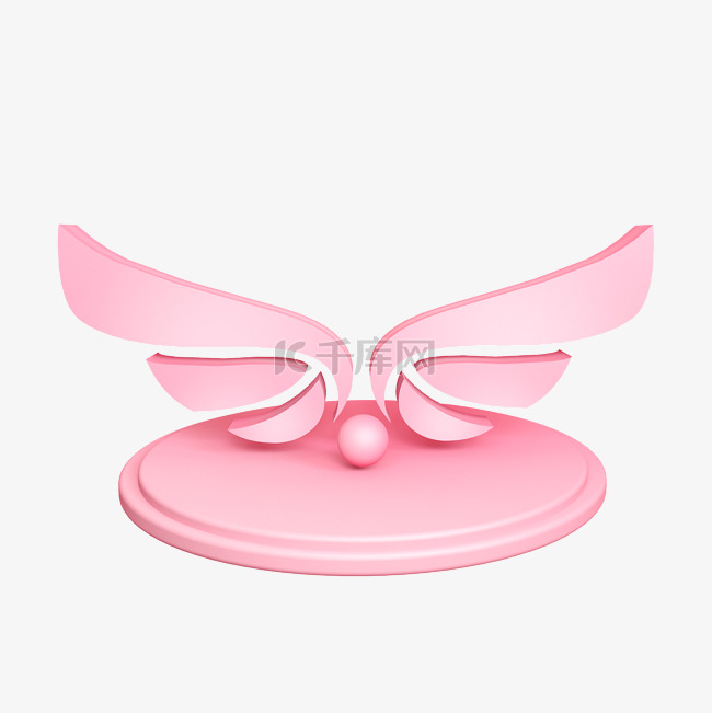 创意粉色翅膀舞台装饰背景C4D