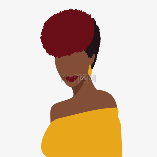 时尚黑人妇女头像插画元素