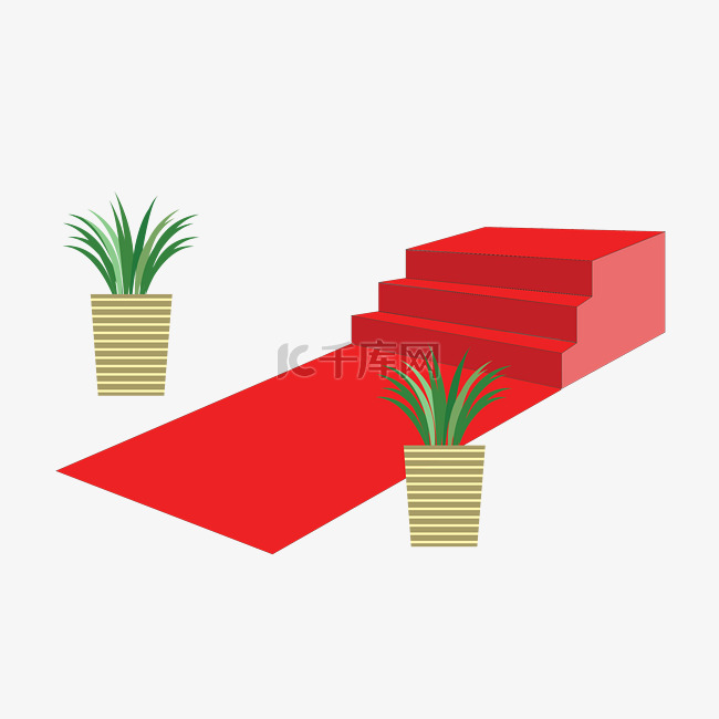 盆栽装饰红毯