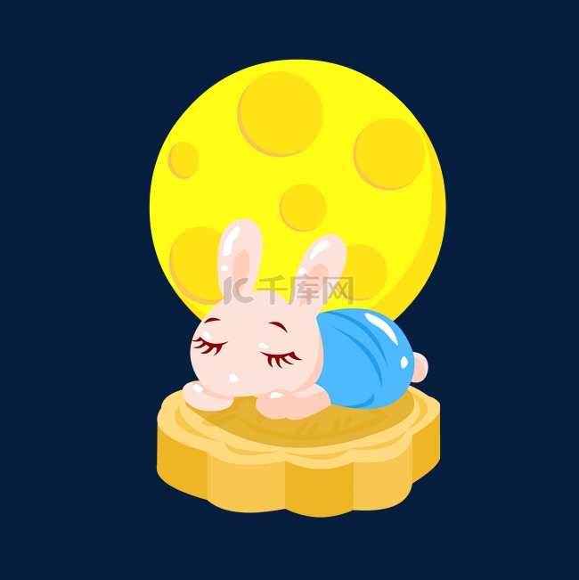 中秋节兔子月亮月饼