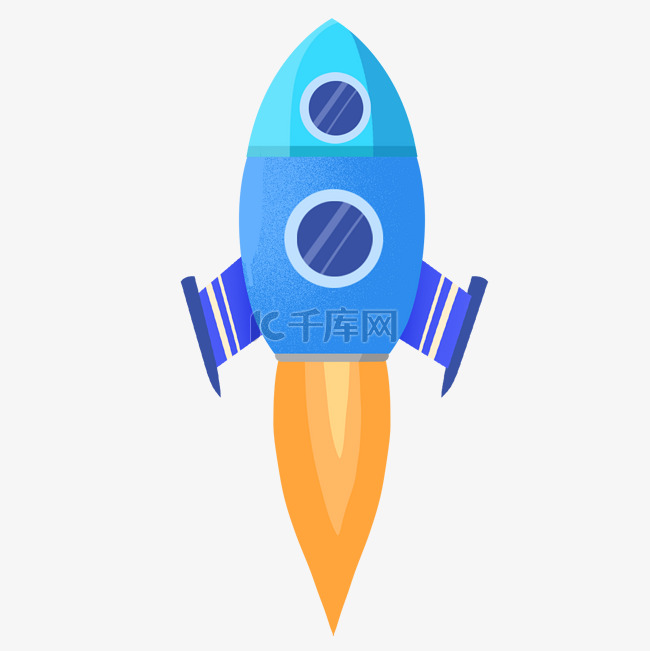 蓝色火箭图标免抠PNG素材