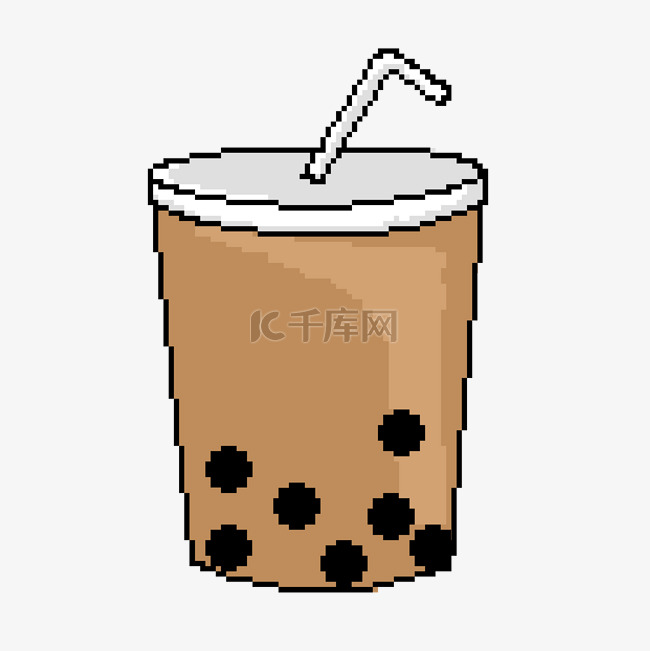 像素风奶茶饮料卡通