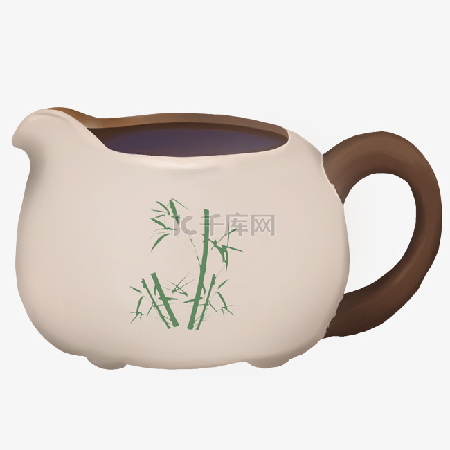 绿色的竹子茶杯插画
