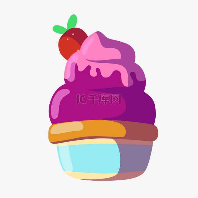 卡通风草莓冰淇淋