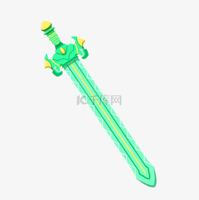 绿色的宝剑装饰插画