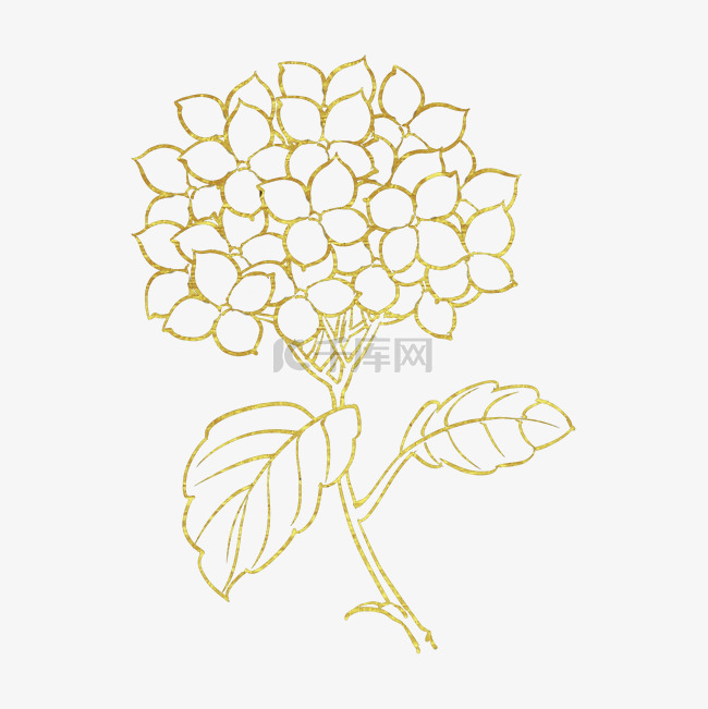 烫金线描绣球花