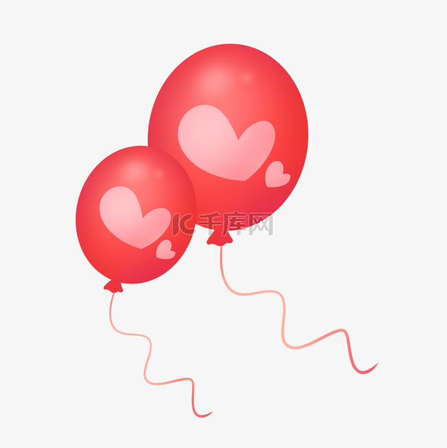 红色椭圆母亲节装饰爱心气球