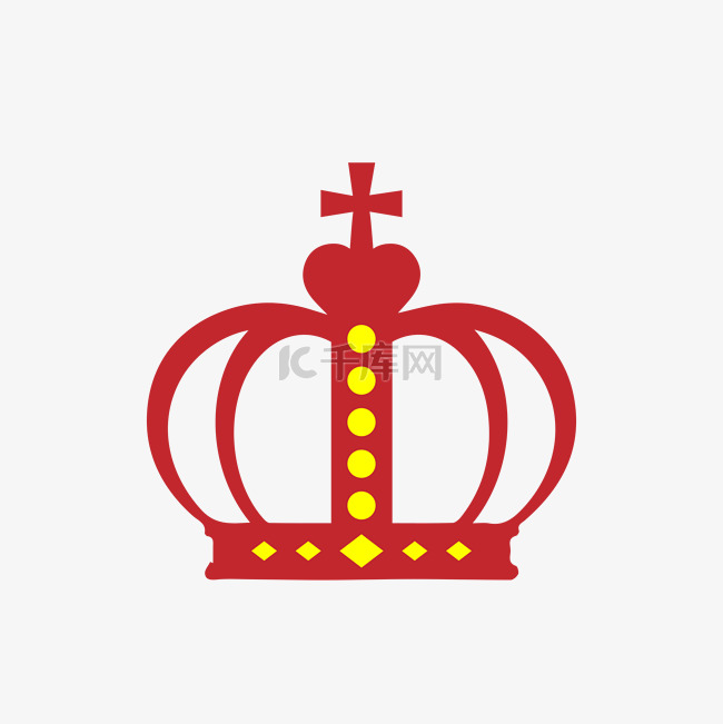 创意扁平手绘红色的皇冠