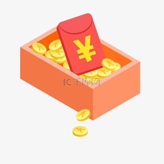 一个长方形的盒子里装着金币