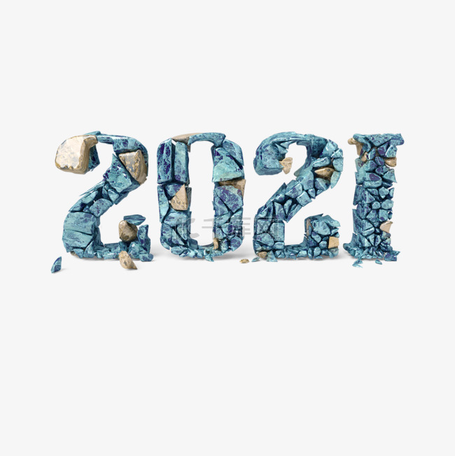2021破碎大理石创意3d字体元素