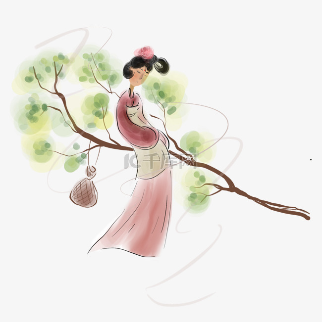 中国风古风树上的少女