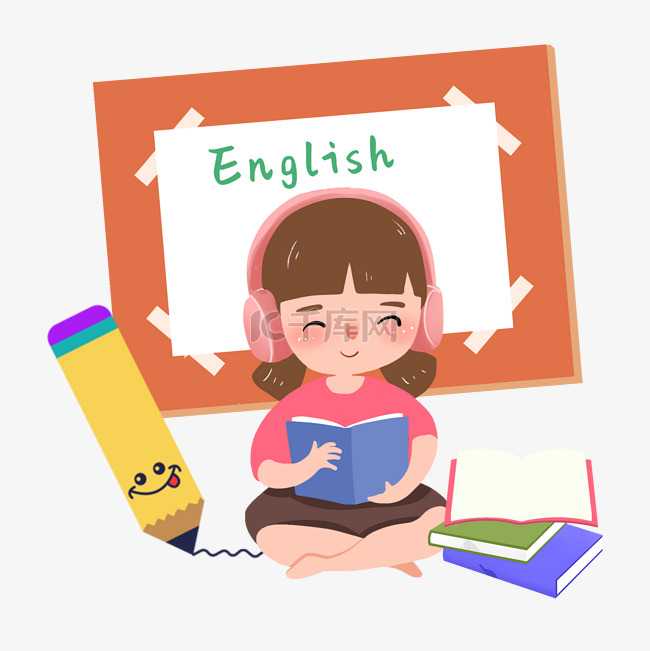 培训班女孩学习英语PNG